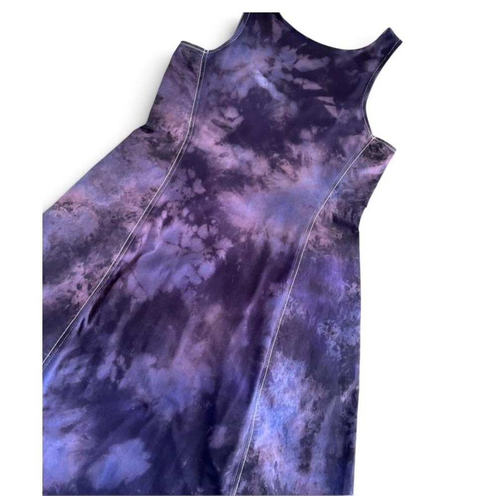 COS Purple Black Tie Dye Panel Contrast Stitch Midi Dress S - Picture 4 of 9